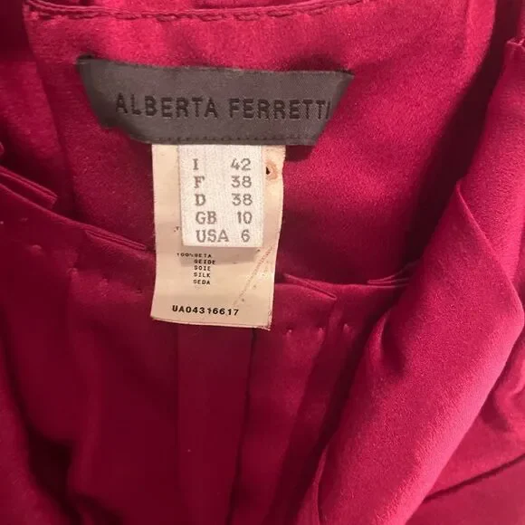 Alberta Ferretti *Raspberry* Puff Sleeve Midi Dress - Picture 12 of 12